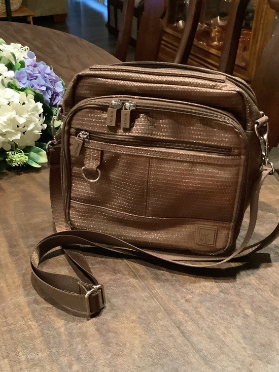 HKWIP Handbags - HKWIP bronze brown sparkly crossbody bag